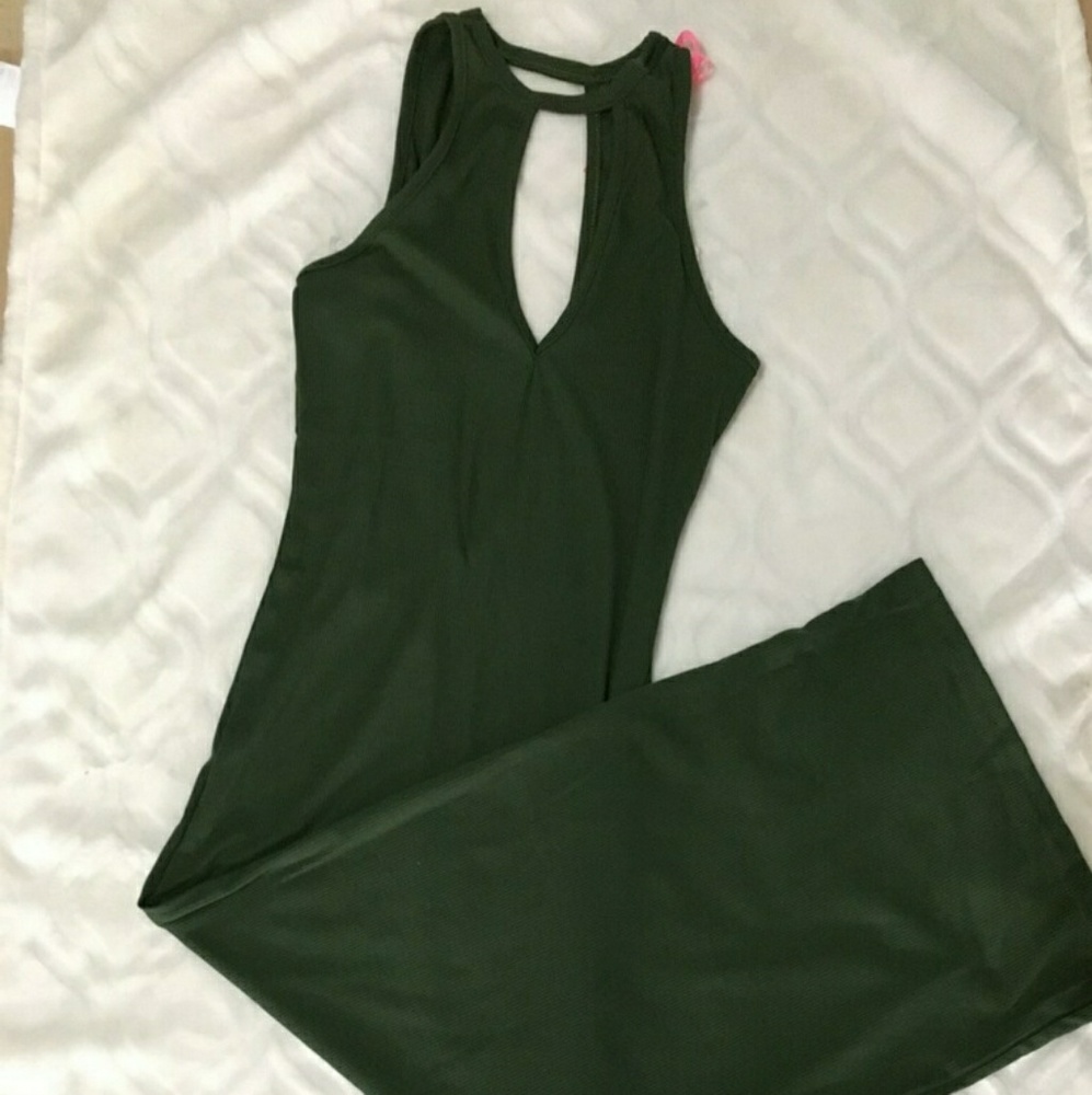 Long low cut green dress